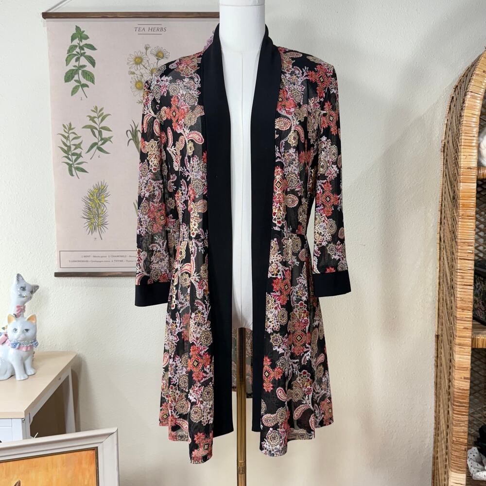 90s Y2k Paisley Mesh Open Cardigan Jacket Whimsigoth Dark Fairy Witchy Whimsy L